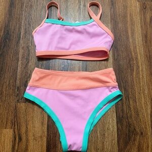Kids Swimwear Set in Pink and Orange